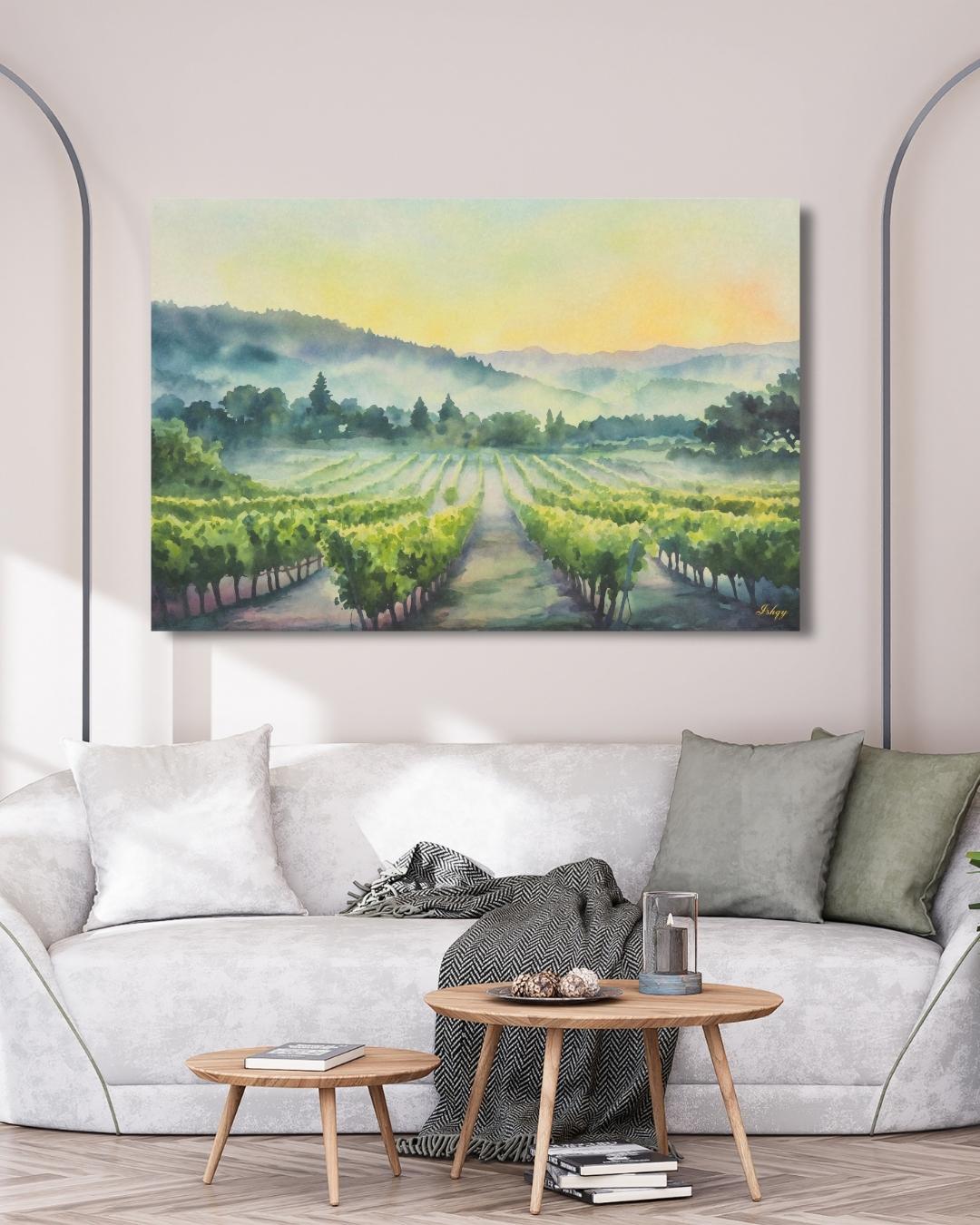 Napa Valley Vineyard Wall Art, California Wine Country Landscape Print, Scenic Vineyard Canvas, Rustic Countryside Artwork, Home Room Decor