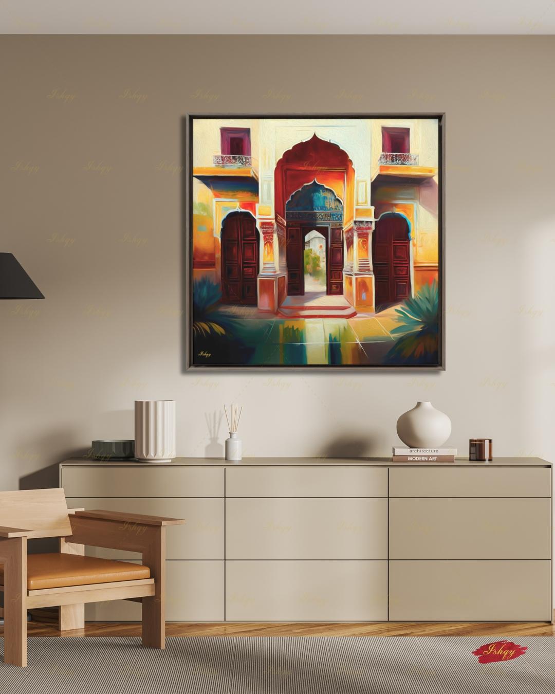 Modern Indian Art Indian Palace Door, Canvas Wall Art Framed Canvas Print, Mughal Art, Indian Wall Decor, Extra Large Housewarming Gift