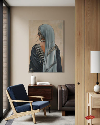 Berber Woman Portrait Painting Canvas Framed Canvas, Moroccan Amazigh Art Print, Large Boho Wall Art For Living Room Bedroom, Cultural Decor