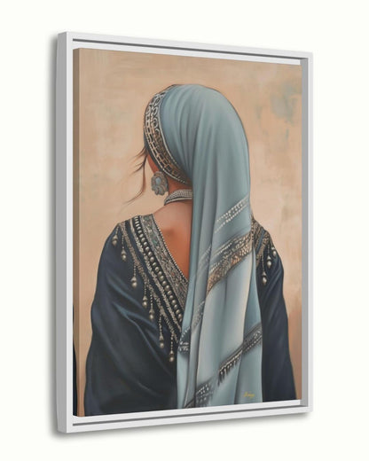 Berber Woman Portrait Painting Canvas Framed Canvas, Moroccan Amazigh Art Print, Large Boho Wall Art For Living Room Bedroom, Cultural Decor