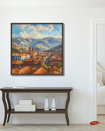 Cusco Peru Wall Art, Andean Mountain Cityscape Print, Historic Colonial Architecture Canvas, South American Travel Artwork Home Room Decor