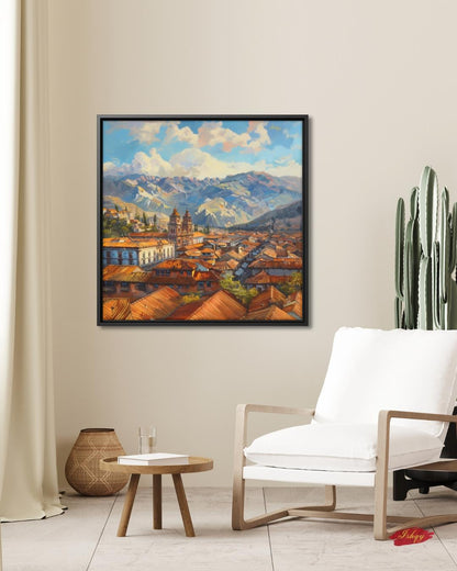 Cusco Peru Wall Art, Andean Mountain Cityscape Print, Historic Colonial Architecture Canvas, South American Travel Artwork Home Room Decor