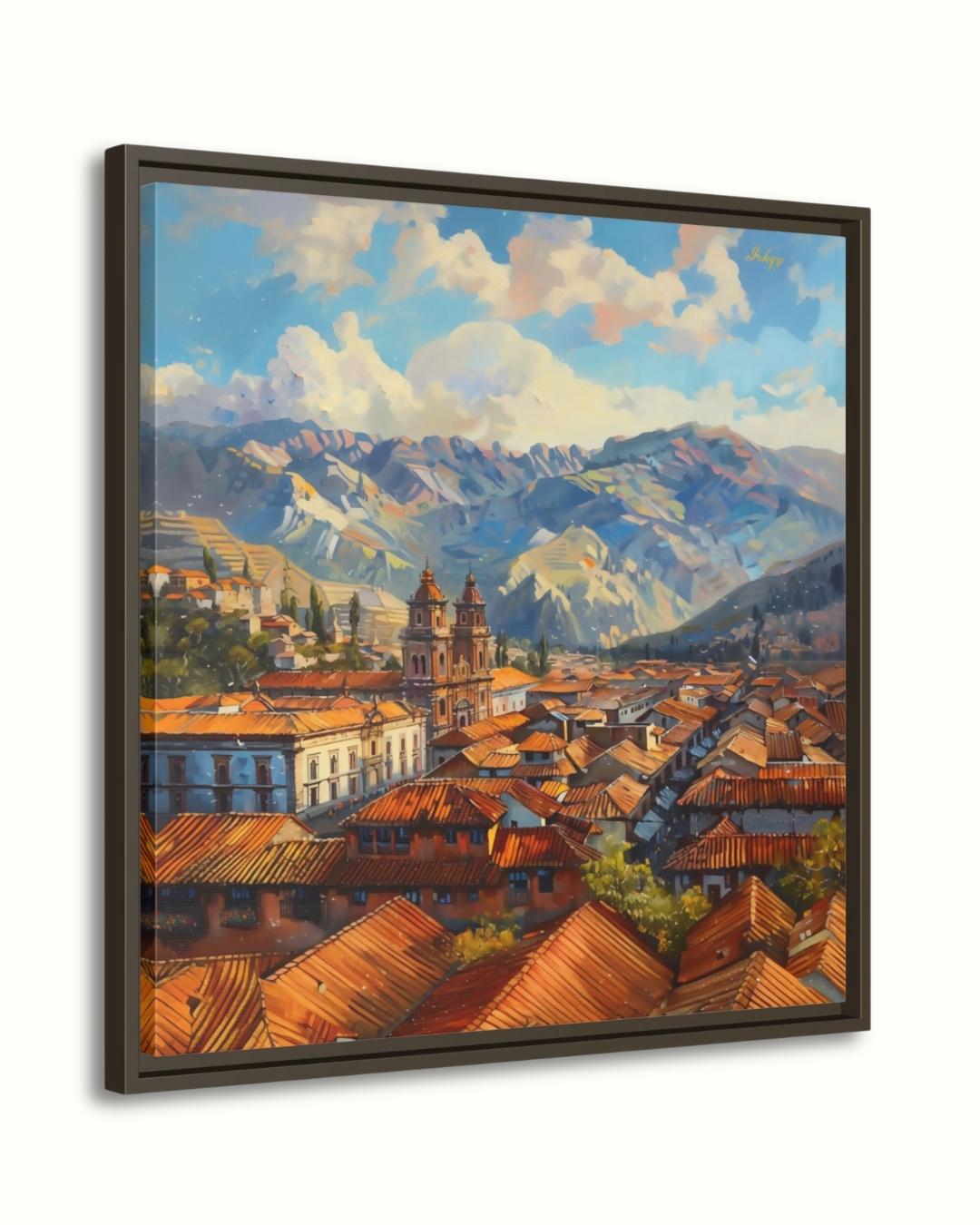 Cusco Peru Wall Art, Andean Mountain Cityscape Print, Historic Colonial Architecture Canvas, South American Travel Artwork Home Room Decor