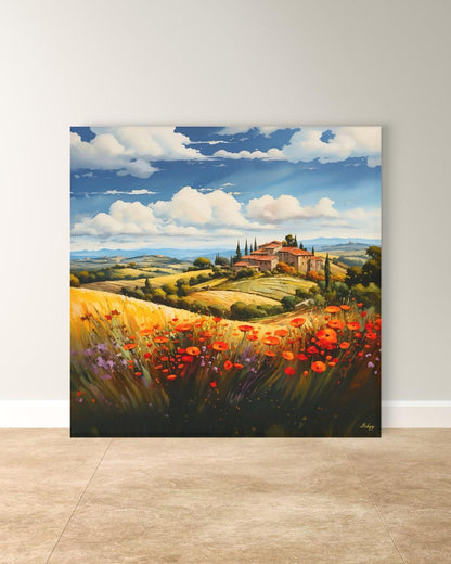 Provence France Lavender Field Wall Art, French Countryside Print, Rustic Farmhouse Canvas, European Landscape Decor for Home Living Room