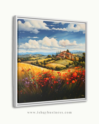 Provence France Lavender Field Wall Art, French Countryside Print, Rustic Farmhouse Canvas, European Landscape Decor for Home Living Room