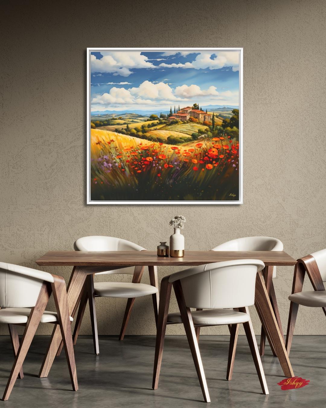 Provence France Lavender Field Wall Art, French Countryside Print, Rustic Farmhouse Canvas, European Landscape Decor for Home Living Room