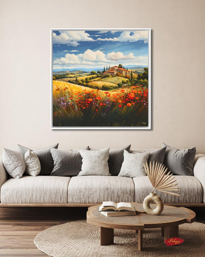 Provence France Lavender Field Wall Art, French Countryside Print, Rustic Farmhouse Canvas, European Landscape Decor for Home Living Room