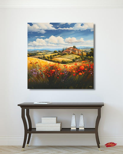 Provence France Lavender Field Wall Art, French Countryside Print, Rustic Farmhouse Canvas, European Landscape Decor for Home Living Room