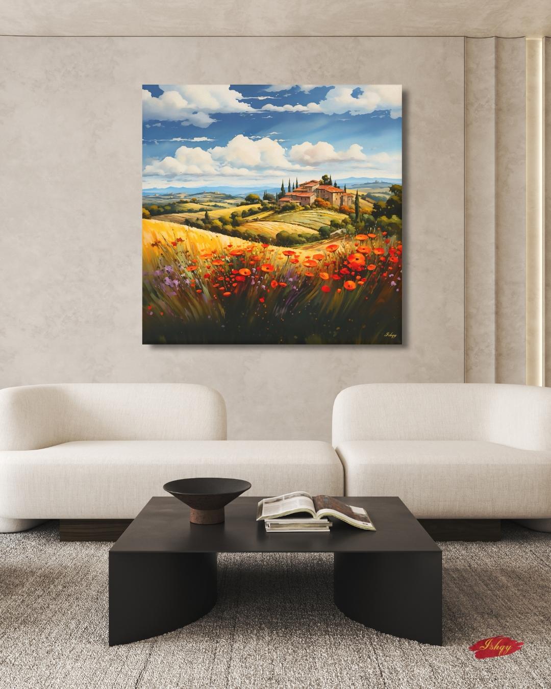 Provence France Lavender Field Wall Art, French Countryside Print, Rustic Farmhouse Canvas, European Landscape Decor for Home Living Room