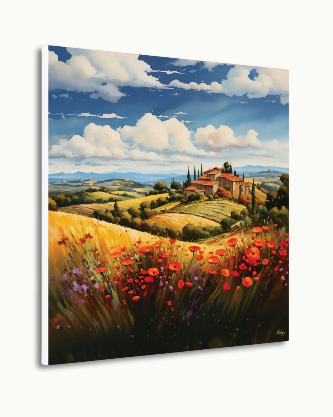 Provence France Lavender Field Wall Art, French Countryside Print, Rustic Farmhouse Canvas, European Landscape Decor for Home Living Room