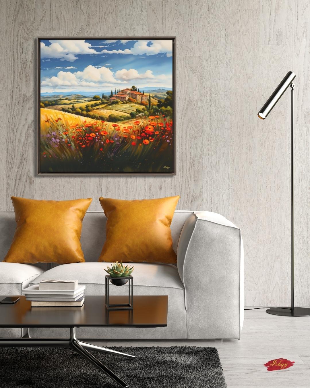 Provence France Lavender Field Wall Art, French Countryside Print, Rustic Farmhouse Canvas, European Landscape Decor for Home Living Room