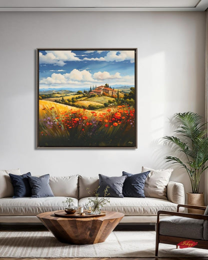 Provence France Lavender Field Wall Art, French Countryside Print, Rustic Farmhouse Canvas, European Landscape Decor for Home Living Room