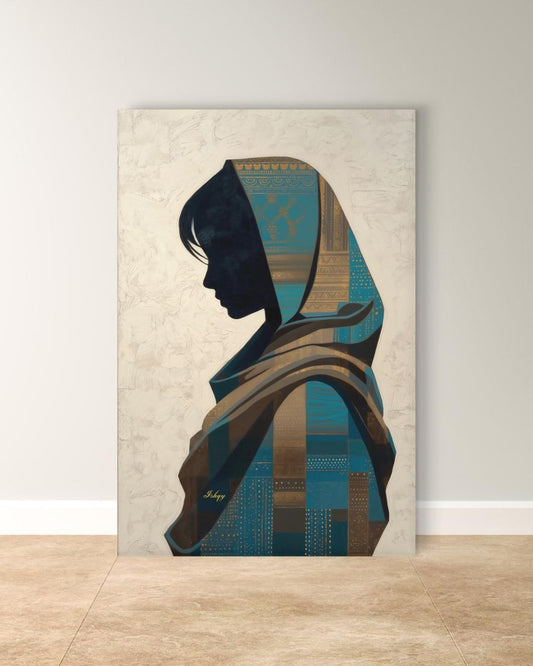 Uzbek Woman Wall Art, Central Asian Silhouette Print, Traditional Suzani Pattern Canvas, Cultural Boho Decor for Bedroom Living Room