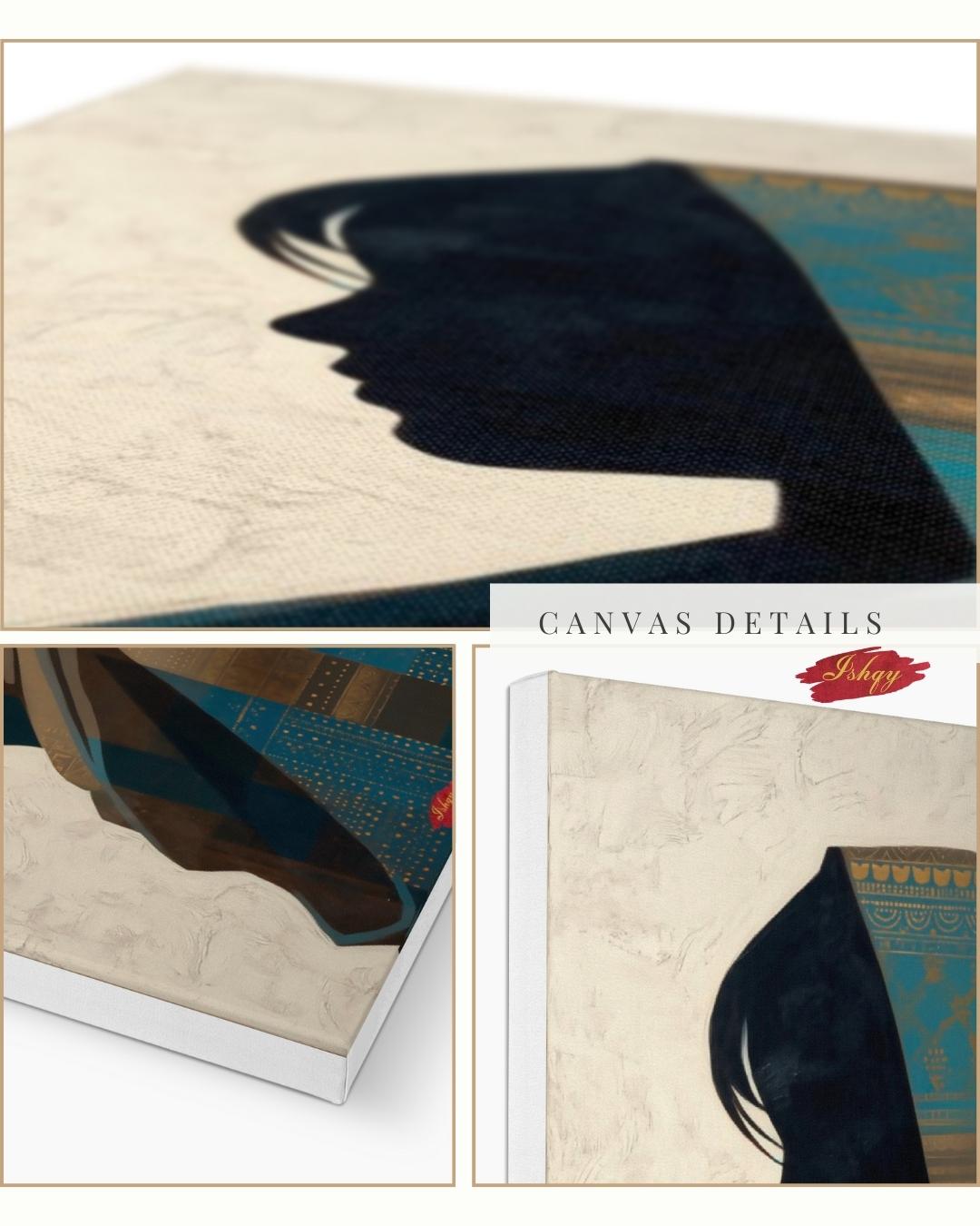 Uzbek Woman Wall Art, Central Asian Silhouette Print, Traditional Suzani Pattern Canvas, Cultural Boho Decor for Bedroom Living Room