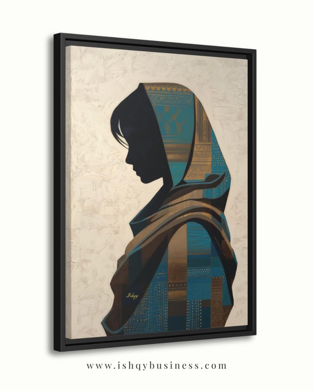 Uzbek Woman Wall Art, Central Asian Silhouette Print, Traditional Suzani Pattern Canvas, Cultural Boho Decor for Bedroom Living Room