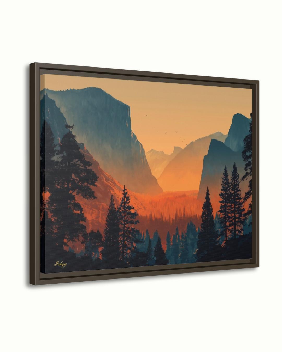 Yosemite Valley Landscape Painting Canvas Framed Canvas, California National Park Wall Art Print, Sunset Decor For Large Living Room Office