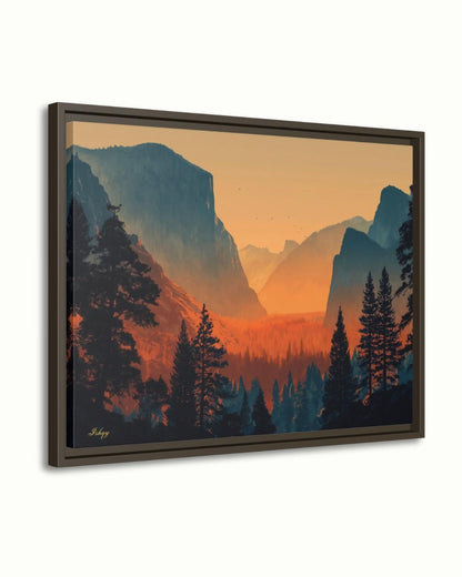 Yosemite Valley Landscape Painting Canvas Framed Canvas, California National Park Wall Art Print, Sunset Decor For Large Living Room Office