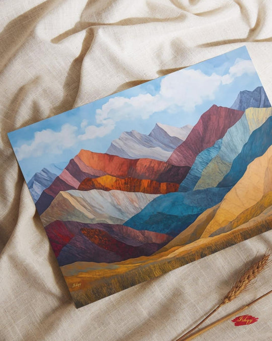 Rainbow Mountain Peru Wall Art, Andes Landscape Canvas Print, Colorful Mountain Painting, Boho Nature Wall Decor for Living Room