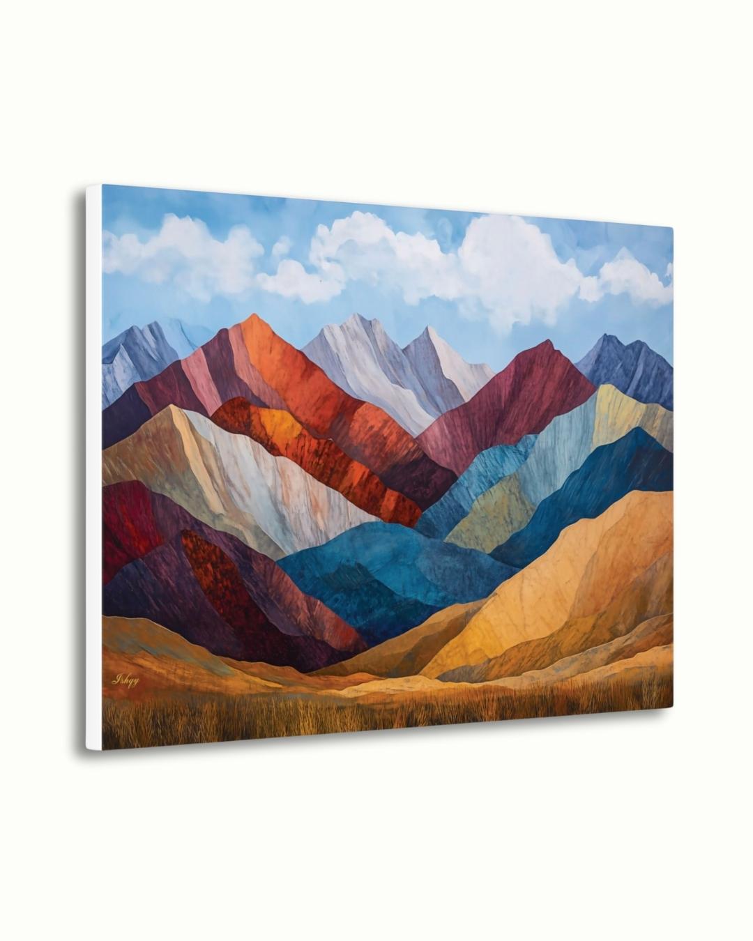 Rainbow Mountain Peru Wall Art, Andes Landscape Canvas Print, Colorful Mountain Painting, Boho Nature Wall Decor for Living Room