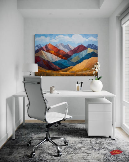 Rainbow Mountain Peru Wall Art, Andes Landscape Canvas Print, Colorful Mountain Painting, Boho Nature Wall Decor for Living Room