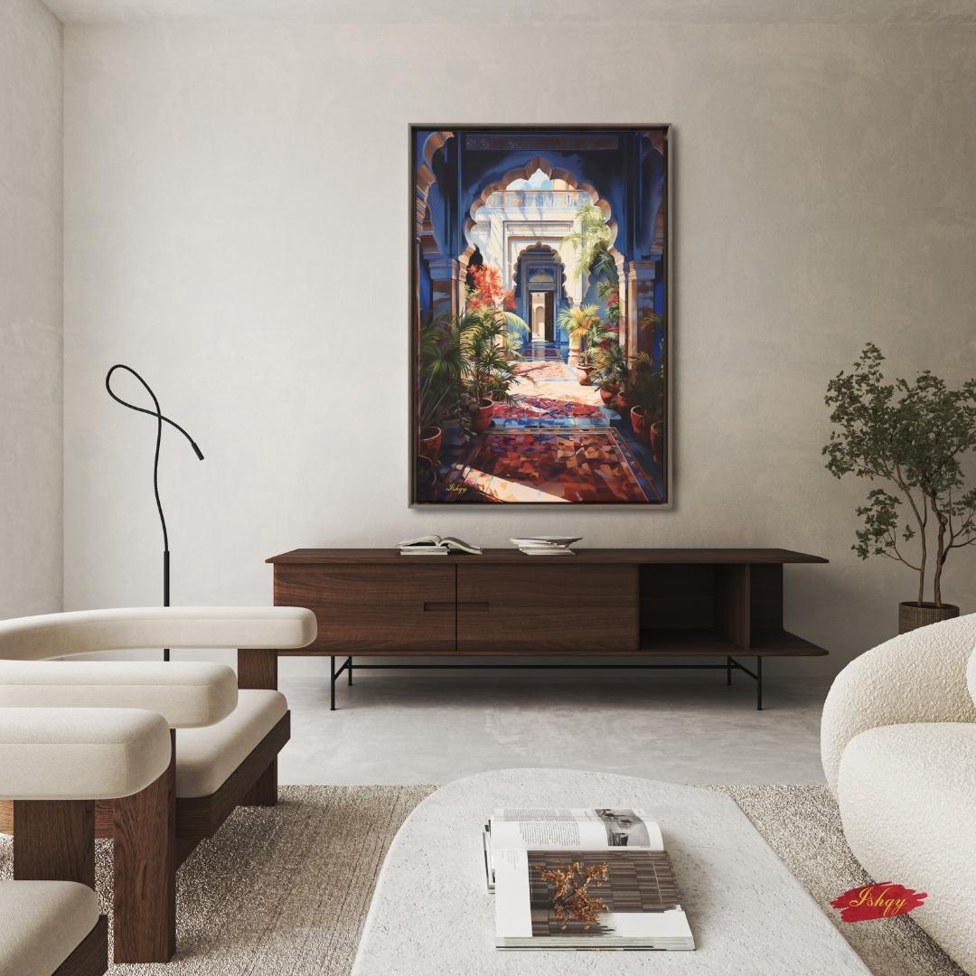 Large Indian Art Painting Indian Artwork Archway Painting Canvas Wall Art Framed Canvas Print Indian Wall Art Extra Large Housewarming Gift