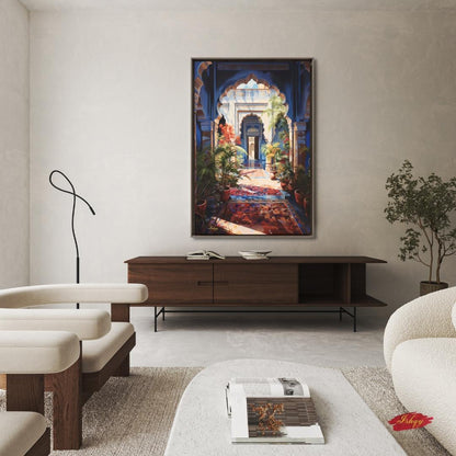 Large Indian Art Painting Indian Artwork Archway Painting Canvas Wall Art Framed Canvas Print Indian Wall Art Extra Large Housewarming Gift