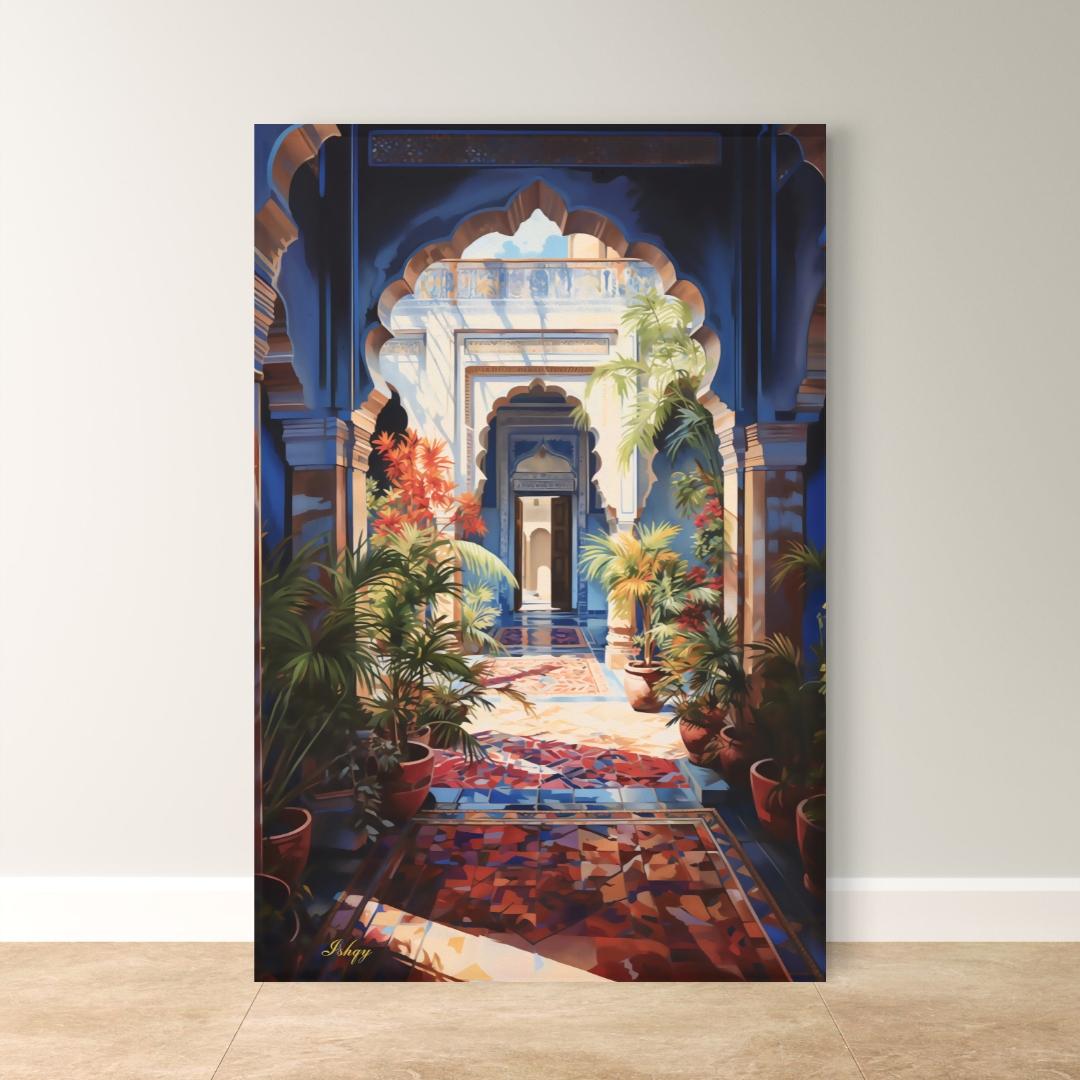 Large Indian Art Painting Indian Artwork Archway Painting Canvas Wall Art Framed Canvas Print Indian Wall Art Extra Large Housewarming Gift