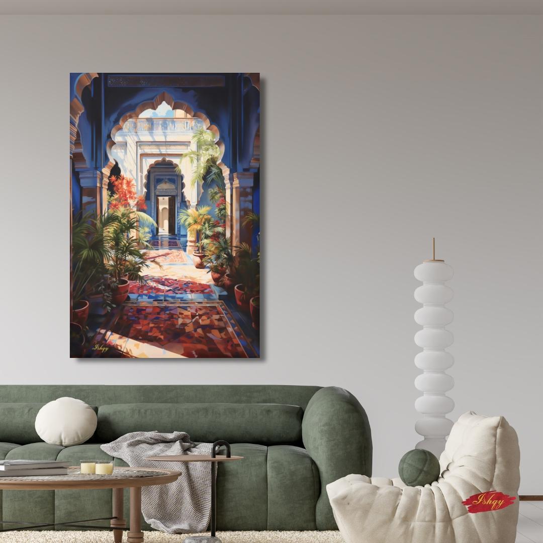 Large Indian Art Painting Indian Artwork Archway Painting Canvas Wall Art Framed Canvas Print Indian Wall Art Extra Large Housewarming Gift