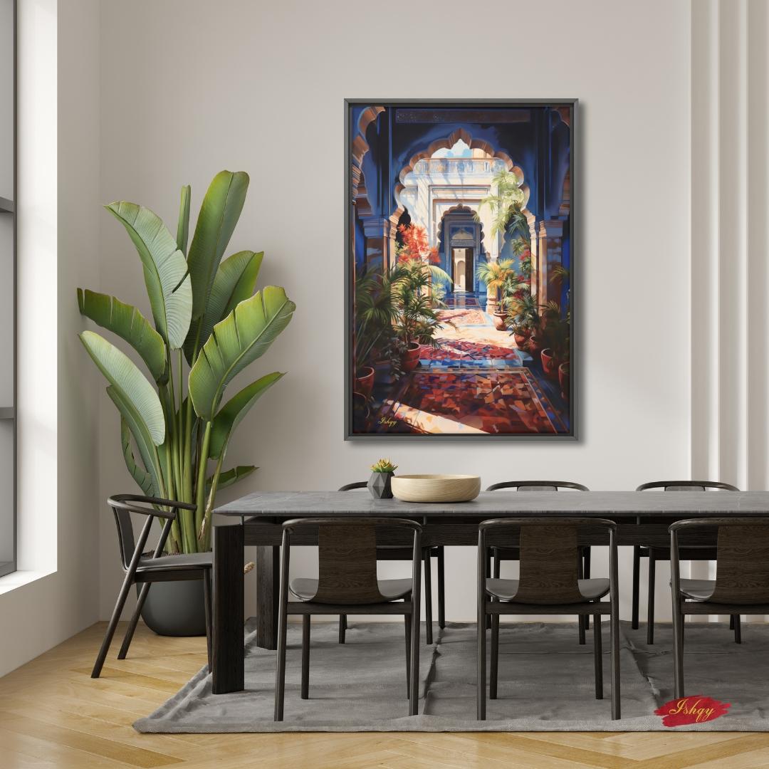 Large Indian Art Painting Indian Artwork Archway Painting Canvas Wall Art Framed Canvas Print Indian Wall Art Extra Large Housewarming Gift