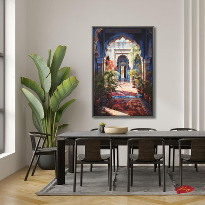 Large Indian Art Painting Indian Artwork Archway Painting Canvas Wall Art Framed Canvas Print Indian Wall Art Extra Large Housewarming Gift