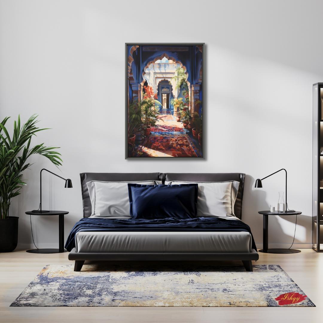Large Indian Art Painting Indian Artwork Archway Painting Canvas Wall Art Framed Canvas Print Indian Wall Art Extra Large Housewarming Gift