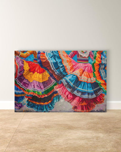 Mexican Zapateado Wall Art, Folklorico Dancer Canvas Print, Colorful Fiesta Skirt Decor, Latin Dance Art, Framed Canvas, Mexico Gift. folklorico wall art, zapateado dance art, mexican dancer print, latin dance wall art, colorful dance art, mexican folk art, fiesta wall art, framed canvas print, living room wall art, large wall art print, bedroom wall decor, mexico art print, gallery wall print.