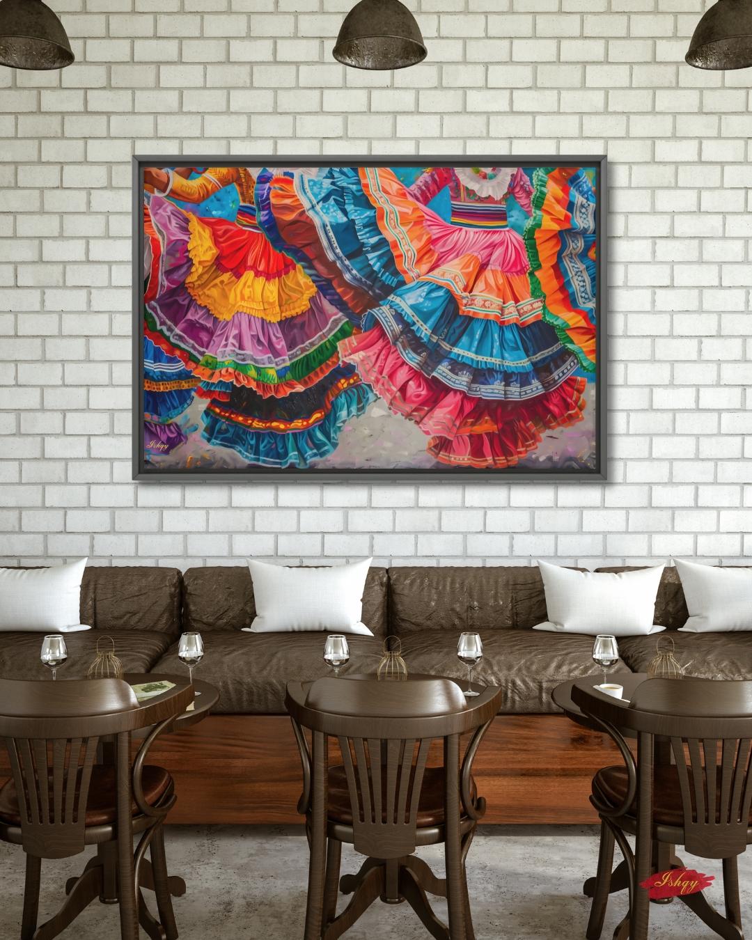 Mexican Zapateado Wall Art, Folklorico Dancer Canvas Print, Colorful Fiesta Skirt Decor, Latin Dance Art, Framed Canvas, Mexico Gift. folklorico wall art, zapateado dance art, mexican dancer print, latin dance wall art, colorful dance art, mexican folk art, fiesta wall art, framed canvas print, living room wall art, large wall art print, bedroom wall decor, mexico art print, gallery wall print.