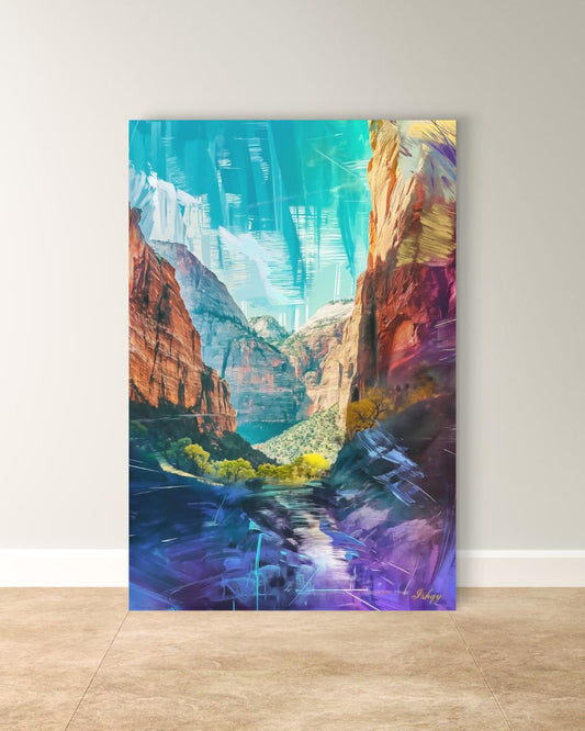 Zion National Park Landscape Painting Canvas Framed Canvas, Southwest Canyon Art Print, Utah Wall Art For Living Room, Bedroom, Office Decor