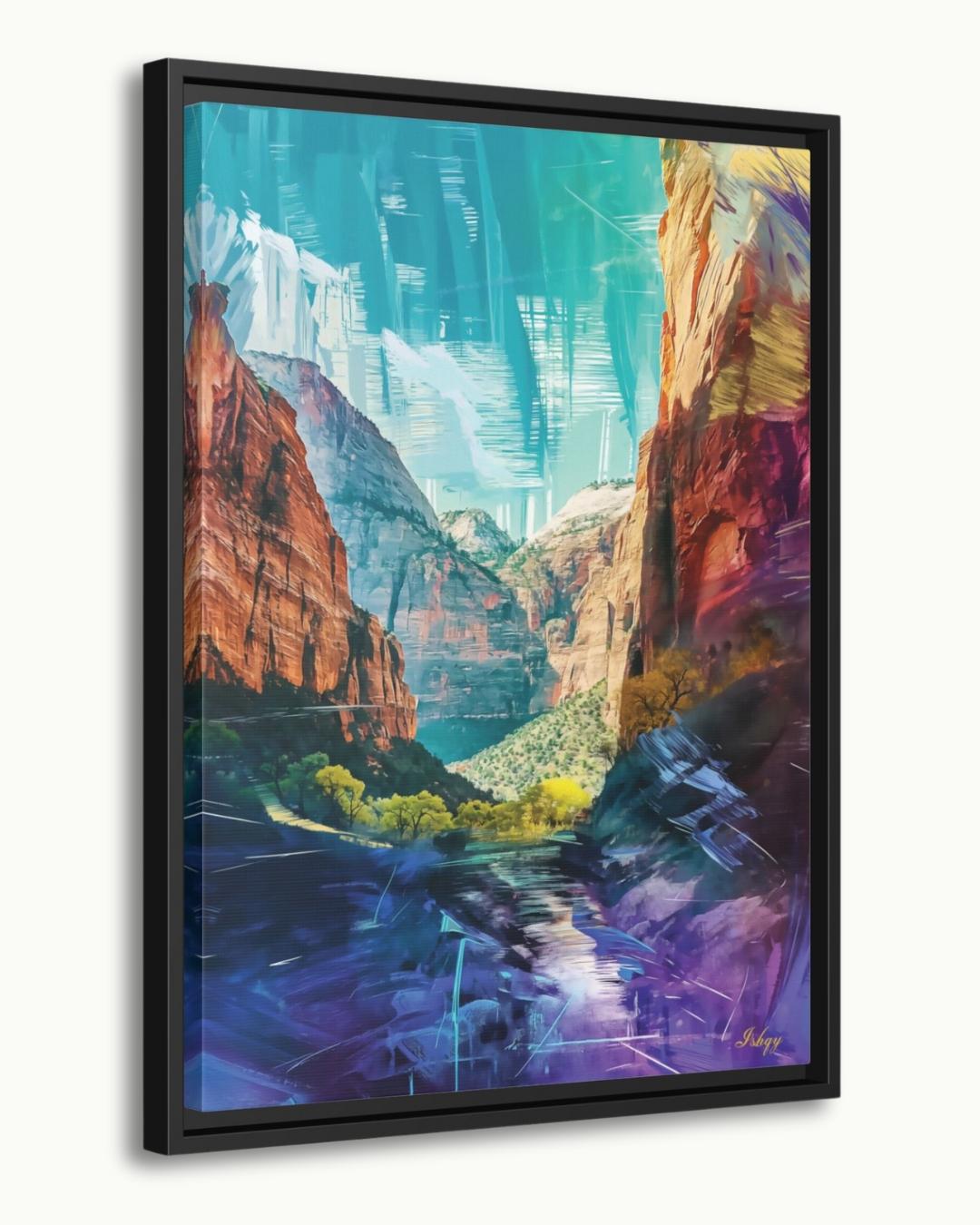 Zion National Park Landscape Painting Canvas Framed Canvas, Southwest Canyon Art Print, Utah Wall Art For Living Room, Bedroom, Office Decor