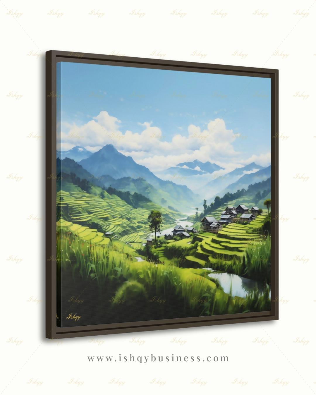 Sapa Vietnam Wall Art, Rice Terrace Canvas Print, Vietnam Green Mountain Landscape, Southeast Asia Travel Decor, Framed Canvas Gift