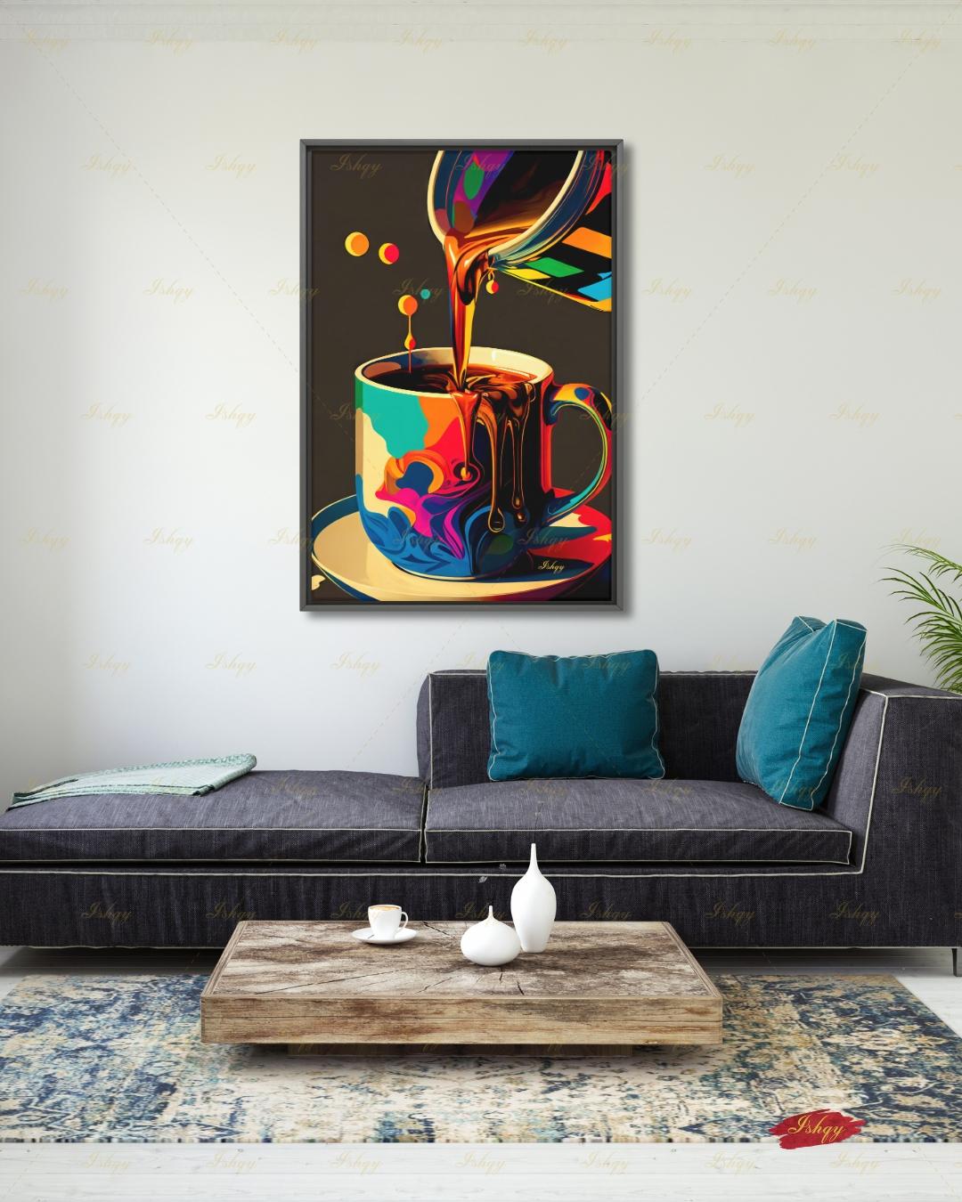 Colorful Pop Art Coffee Wall Art, Bold Coffee Cup Canvas Print, Kitchen Decor, Coffee Lover Gift, Vibrant Espresso Framed Canvas
