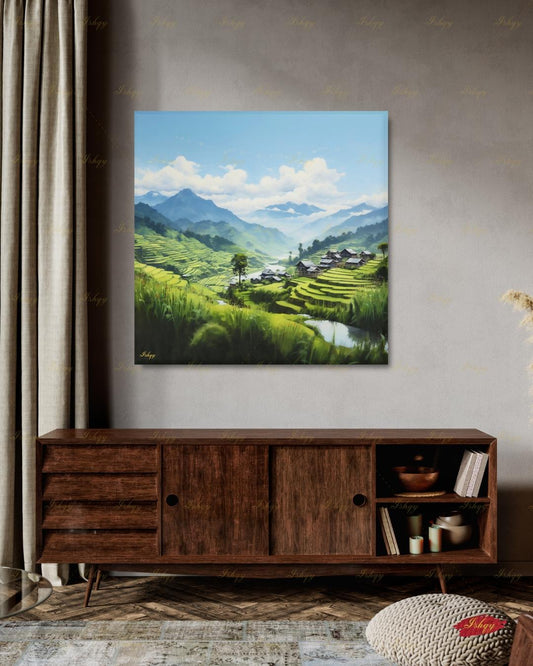 Sapa Vietnam Wall Art, Rice Terrace Canvas Print, Vietnam Green Mountain Landscape, Southeast Asia Travel Decor, Framed Canvas Gift