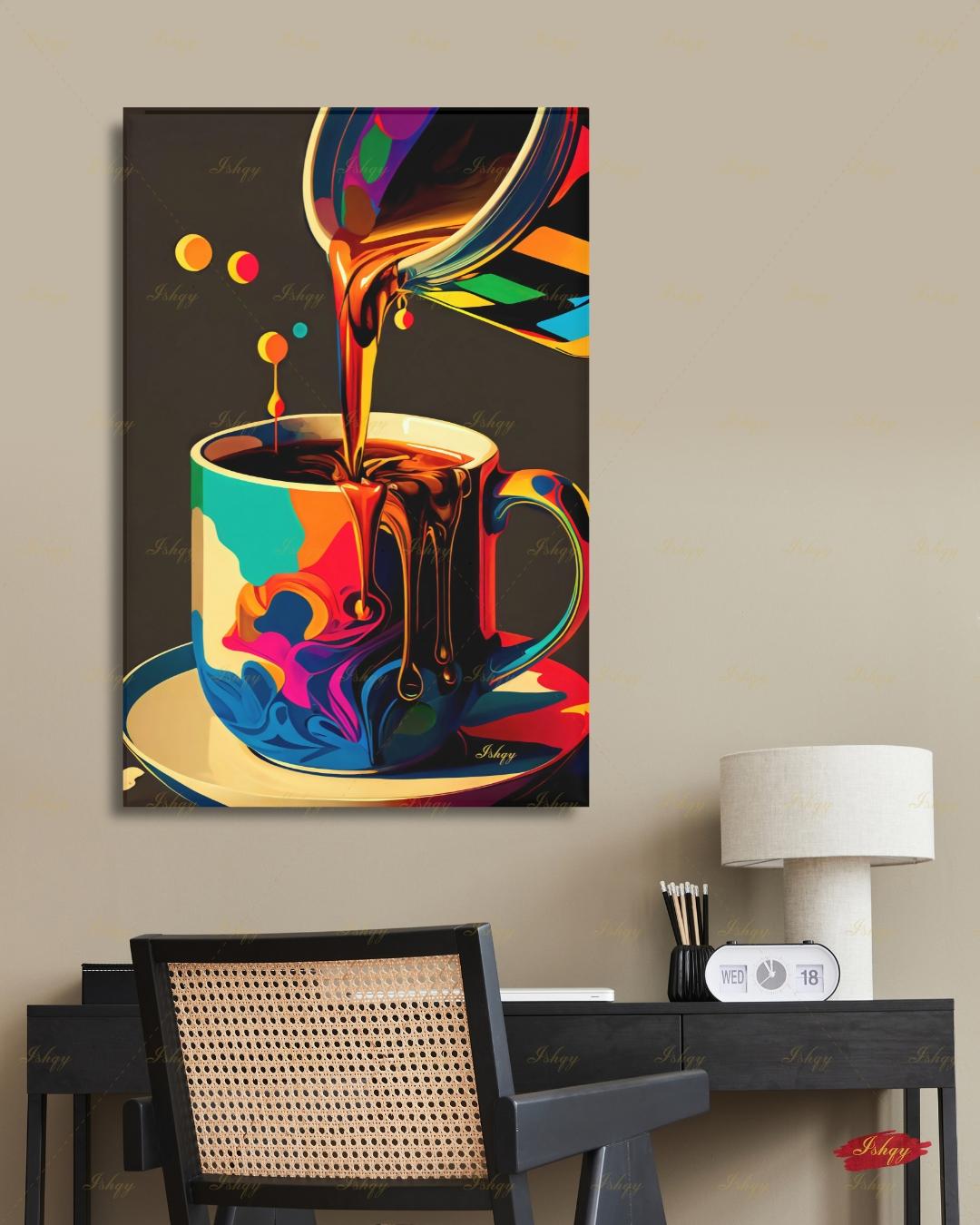 Colorful Pop Art Coffee Wall Art, Bold Coffee Cup Canvas Print, Kitchen Decor, Coffee Lover Gift, Vibrant Espresso Framed Canvas