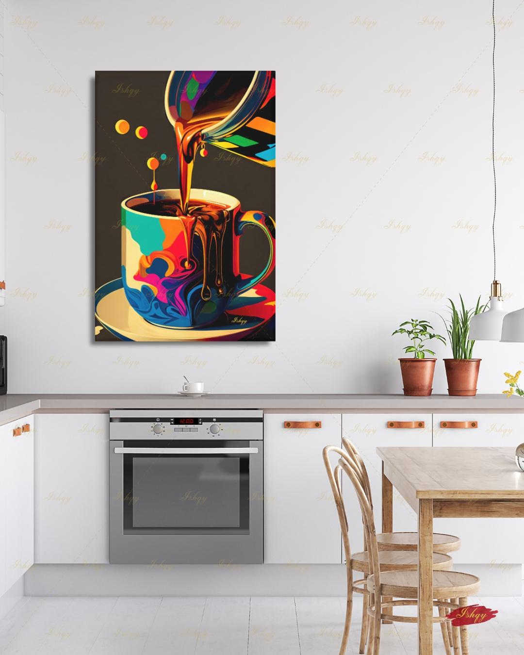 Colorful Pop Art Coffee Wall Art, Bold Coffee Cup Canvas Print, Kitchen Decor, Coffee Lover Gift, Vibrant Espresso Framed Canvas