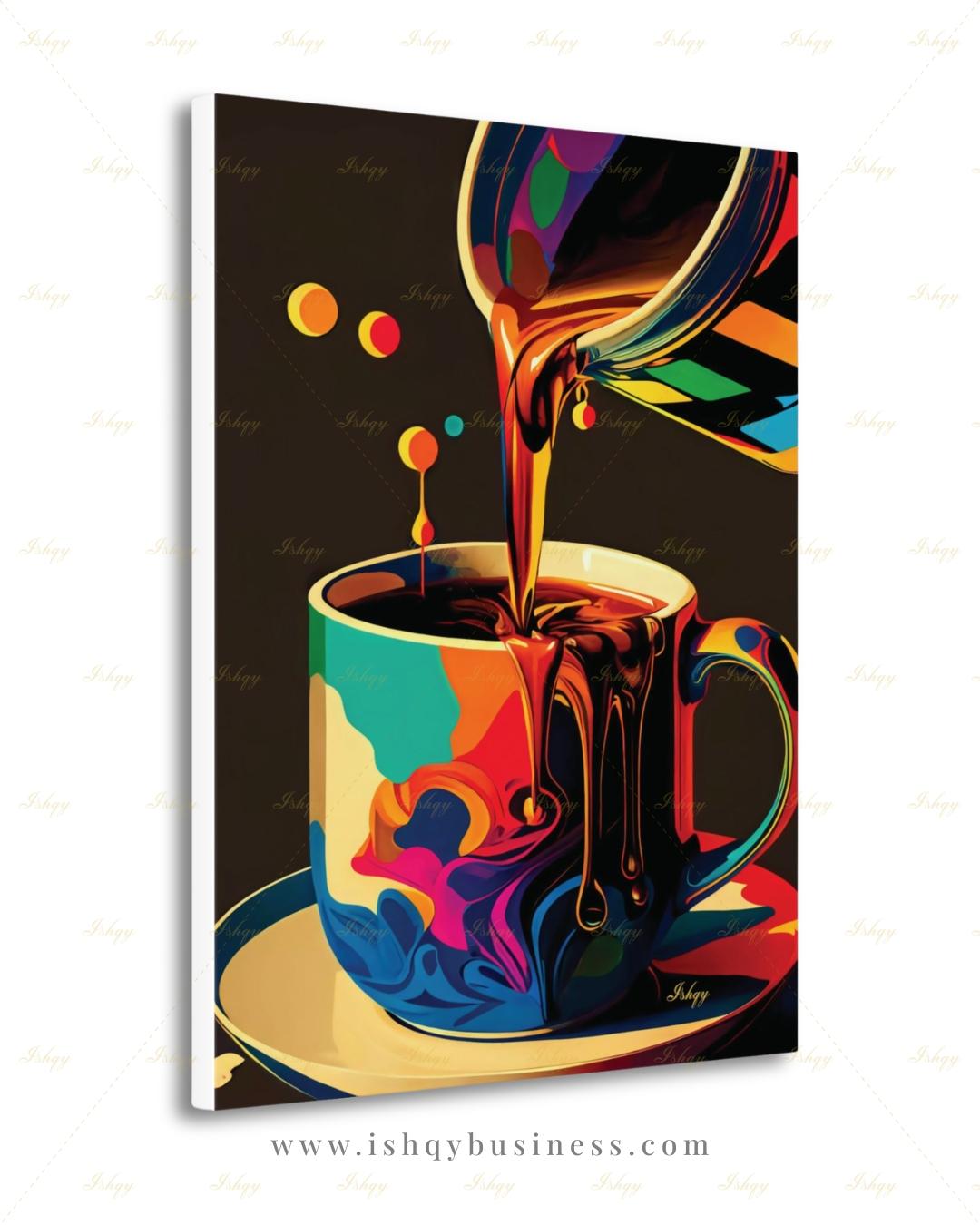Colorful Pop Art Coffee Wall Art, Bold Coffee Cup Canvas Print, Kitchen Decor, Coffee Lover Gift, Vibrant Espresso Framed Canvas