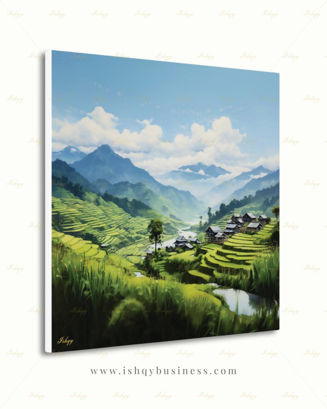 Sapa Vietnam Wall Art, Rice Terrace Canvas Print, Vietnam Green Mountain Landscape, Southeast Asia Travel Decor, Framed Canvas Gift