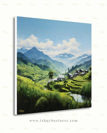 Sapa Vietnam Wall Art, Rice Terrace Canvas Print, Vietnam Green Mountain Landscape, Southeast Asia Travel Decor, Framed Canvas Gift