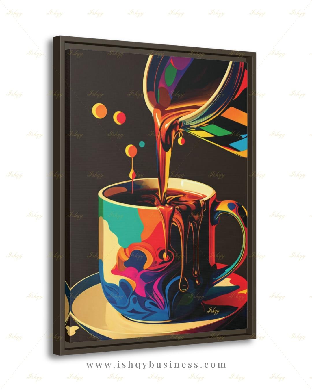 Colorful Pop Art Coffee Wall Art, Bold Coffee Cup Canvas Print, Kitchen Decor, Coffee Lover Gift, Vibrant Espresso Framed Canvas