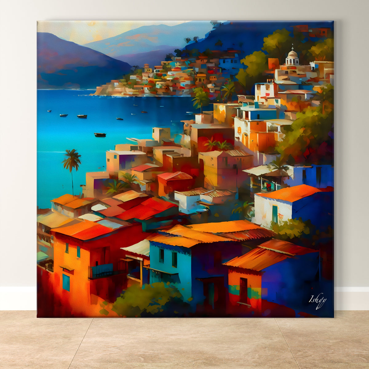 Acapulco Mexico Art, Coastal Painting Print- Framed Mexican Wall Art, Beach Decor, Tropical Seaside Poster, Vibrant Home Gift Idea