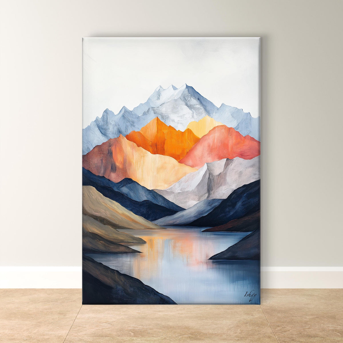 Abstract Mountain Wall Art, Minimalist Landscape Canvas - Modern Nature Painting, Serene Alpine Print, Tranquil Home or Office Gift Idea