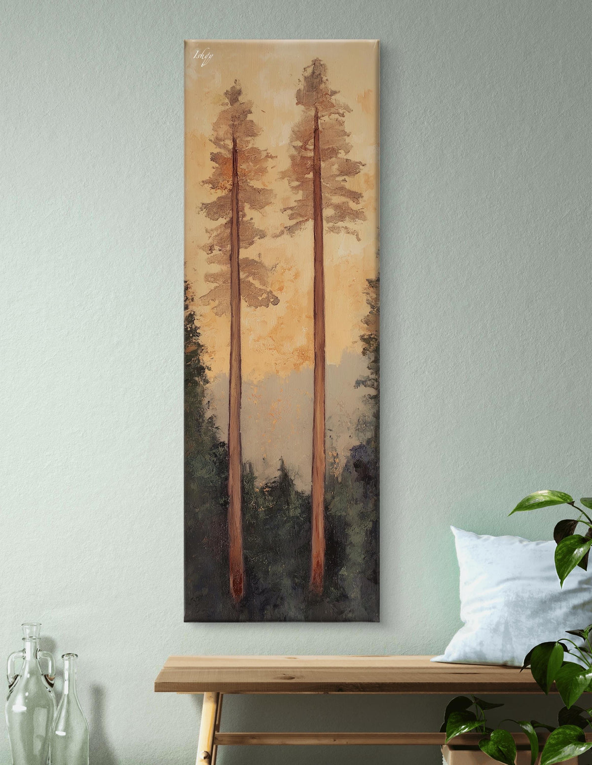 Sunset Redwood Art, Rustic Forest Wall Decor, Framed Tall Tree Art, Peaceful Nature Print, Living Room Decor, Nature-Inspired Art, Framed Forest Art