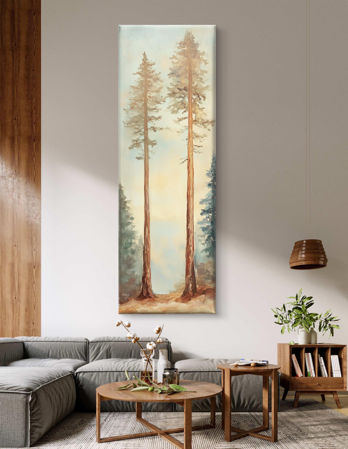 Redwood Trees Art, Serene Forest Canvas, Tranquil Nature Landscape, Framed Tall Tree Art, Peaceful Wall Decor, Living Room Art, Redwood Forest Print