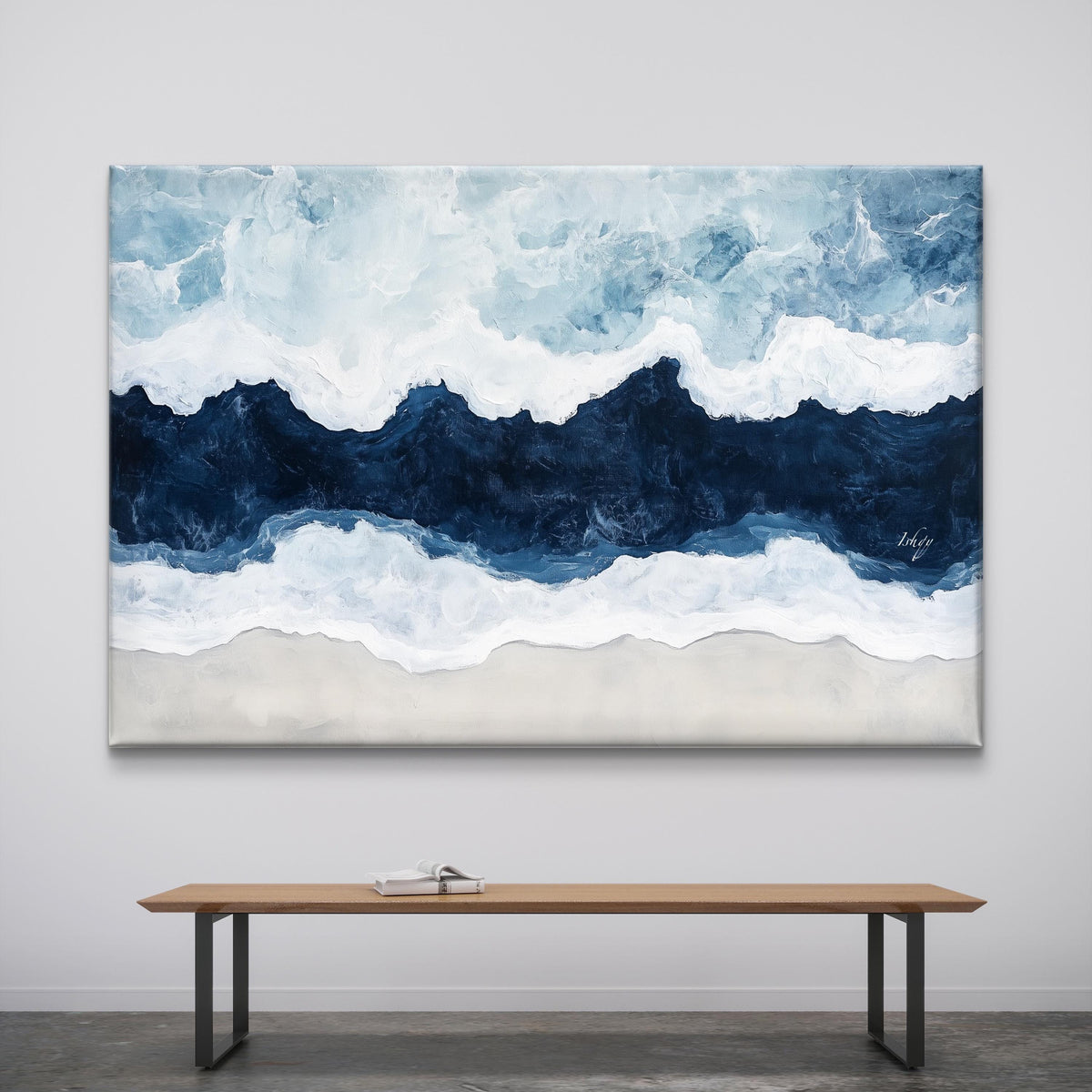 Ocean Wave Wall Art, Coastal Decor Gift - Abstract Sea Print, Calming Beach Canvas, Nautical Home Decor, Serene Blue Wave, Tranquil Marine Art