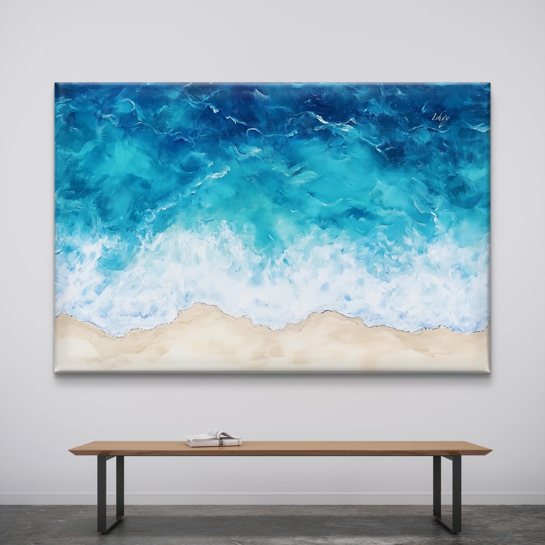 Beach Shore Wall Art, Coastal Decor Gift - Ocean Shoreline Print, Blue Wave Canvas, Serene Beach Art, Marine Home Decor, Tranquil Ocean Scene